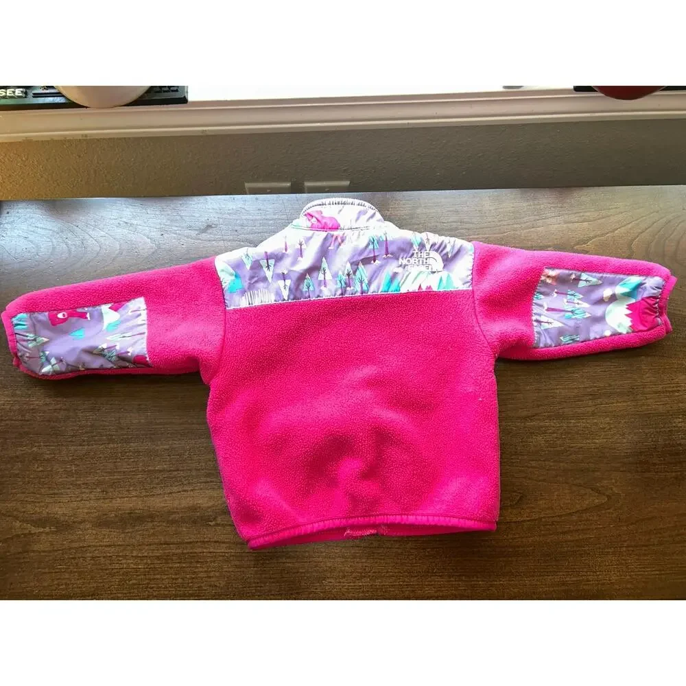 The North Face Infant 3-6 mon Denali Fleece Jacket pink forest animal print